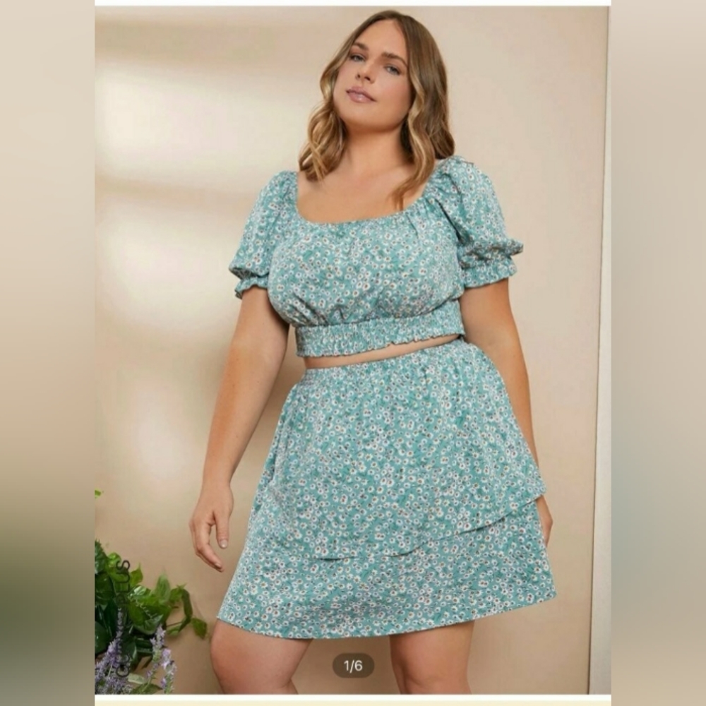 Shein Curve 2-Piece Top&Skirt Set